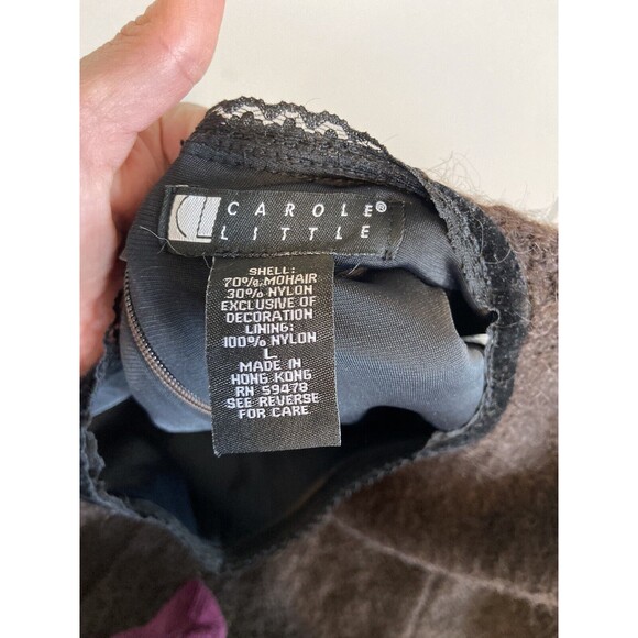 Carole Little Mohair Sheath Dress Large Brown Womens Sleeveless New - Picture 9 of 13